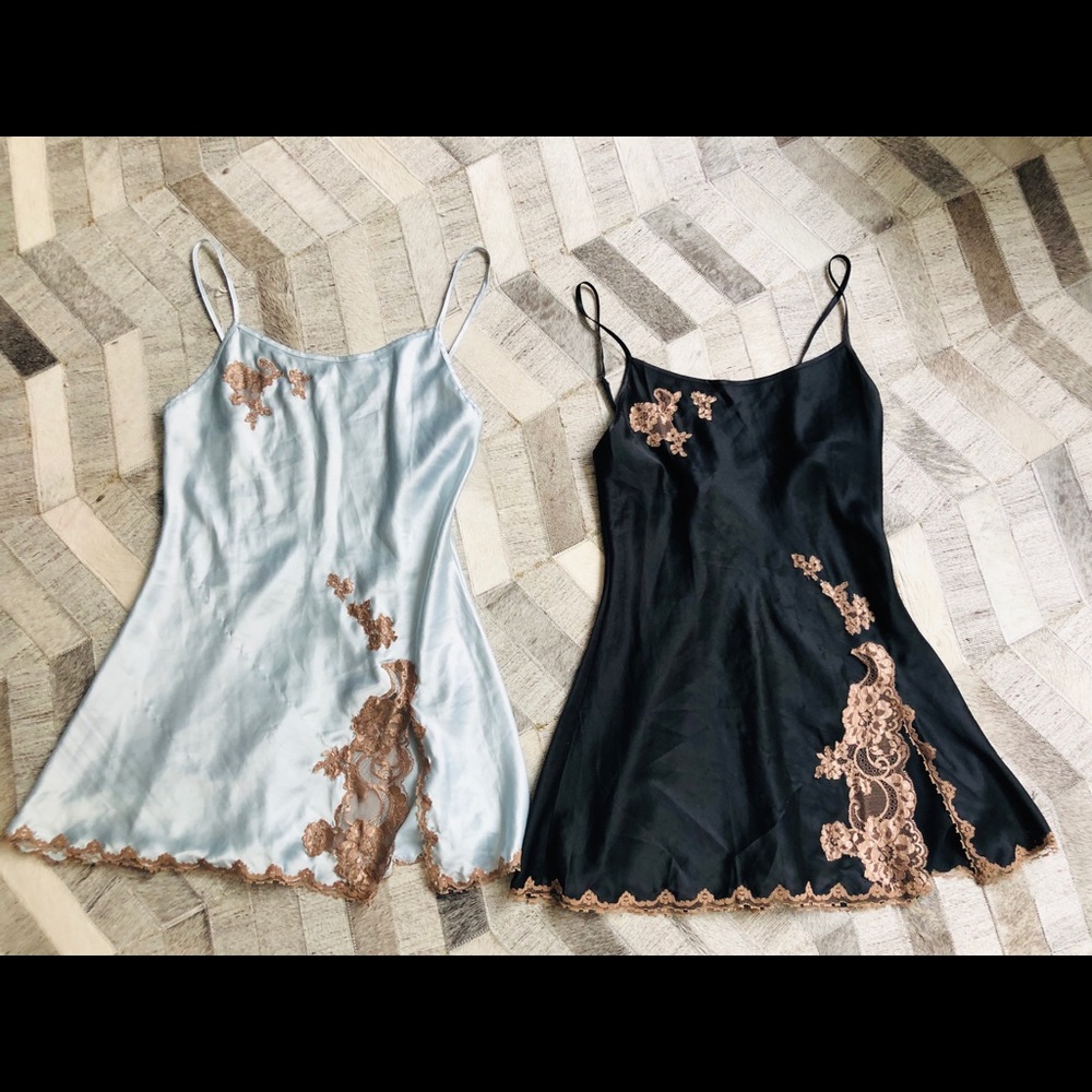 Victoria Secret lace trip silk slip bundle of 2